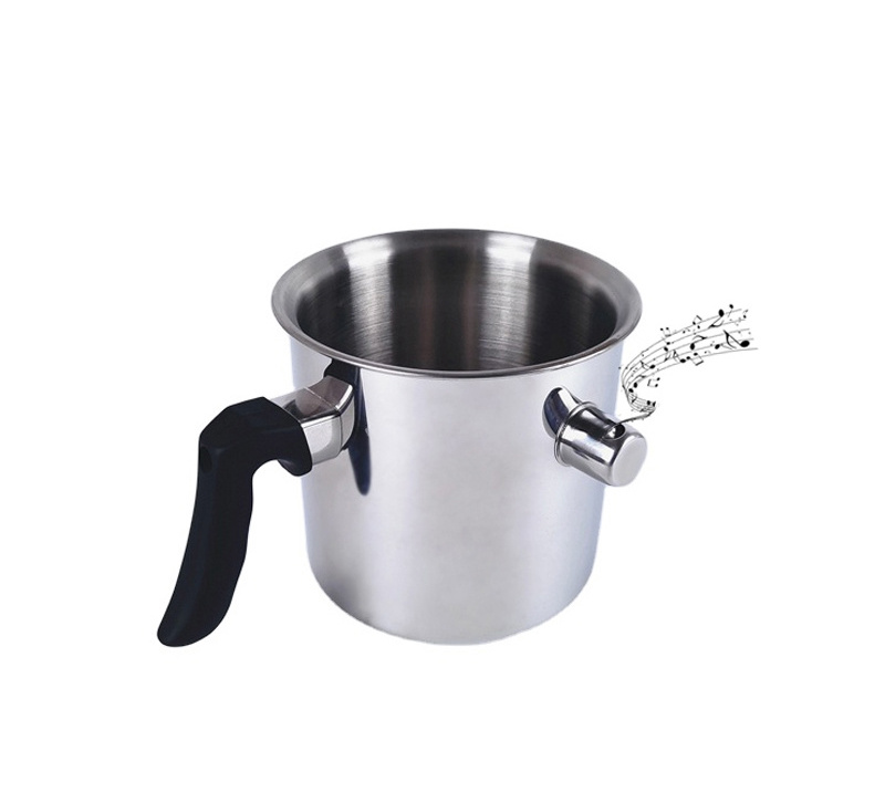 Hollow Design Sauce Pot Double Layer Stainless Steel Whistle Tips Water Boiling Milk Pot With Handle Boiling Pot