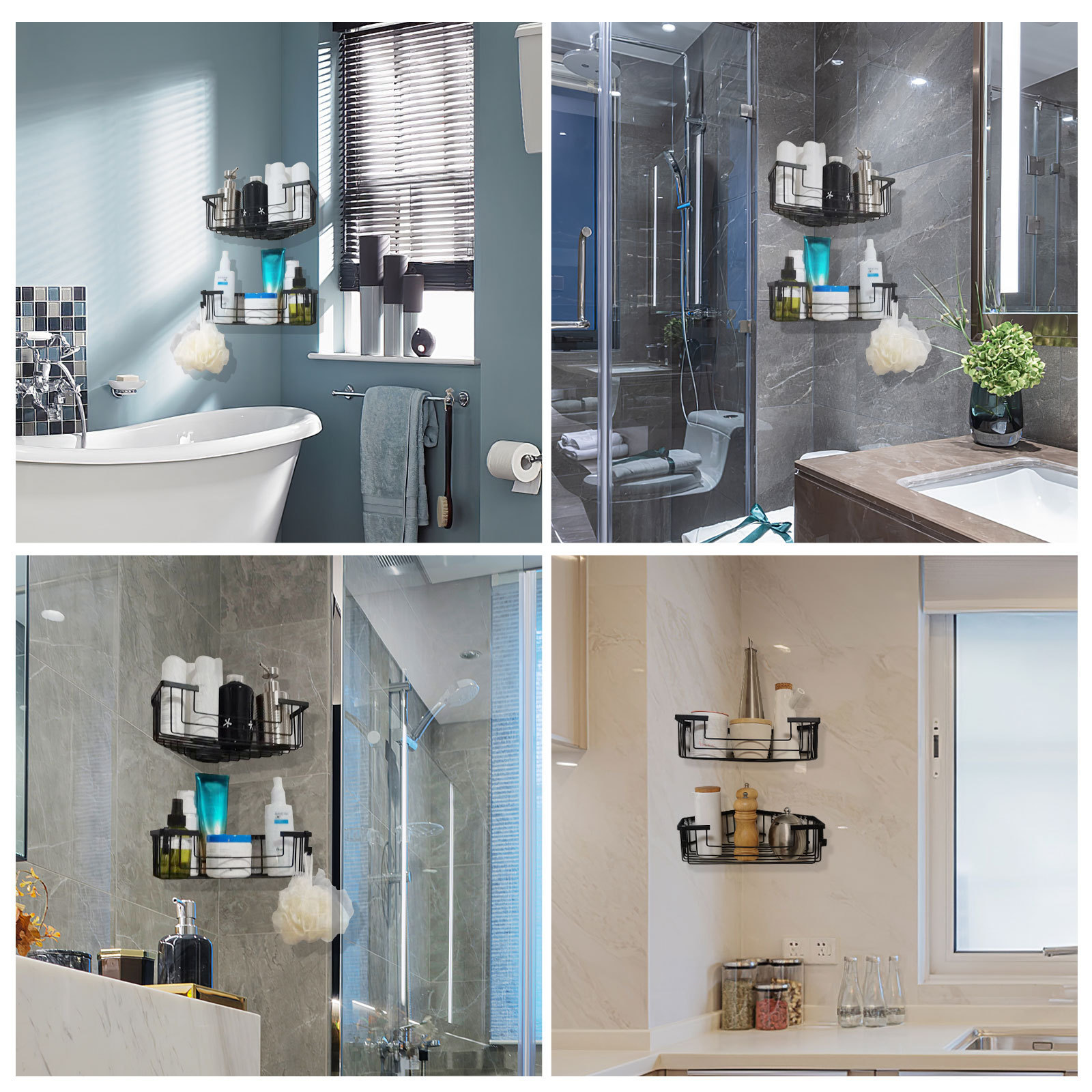 With Adhesive Using For Toilet, Dorm And Kitchen Top Quality Wall-Mounted Shower Caddy