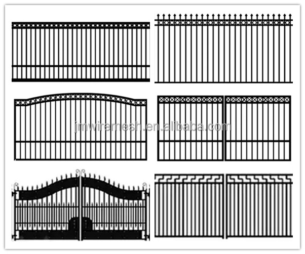 factory wholesale metal fence galvanized decorative Wrought Iron driveway gate villa swing gates