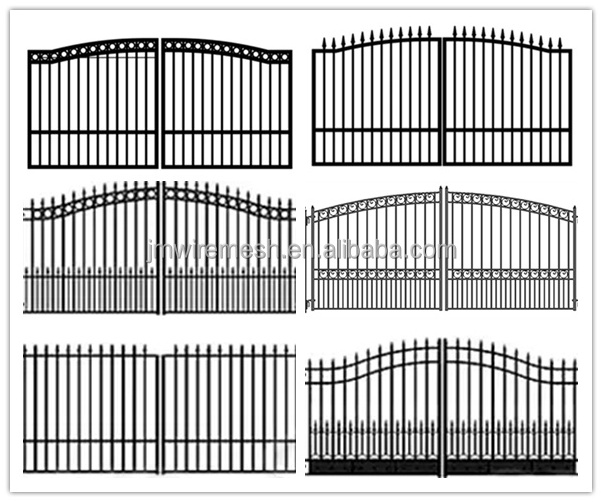 factory wholesale metal fence galvanized decorative Wrought Iron driveway gate villa swing gates