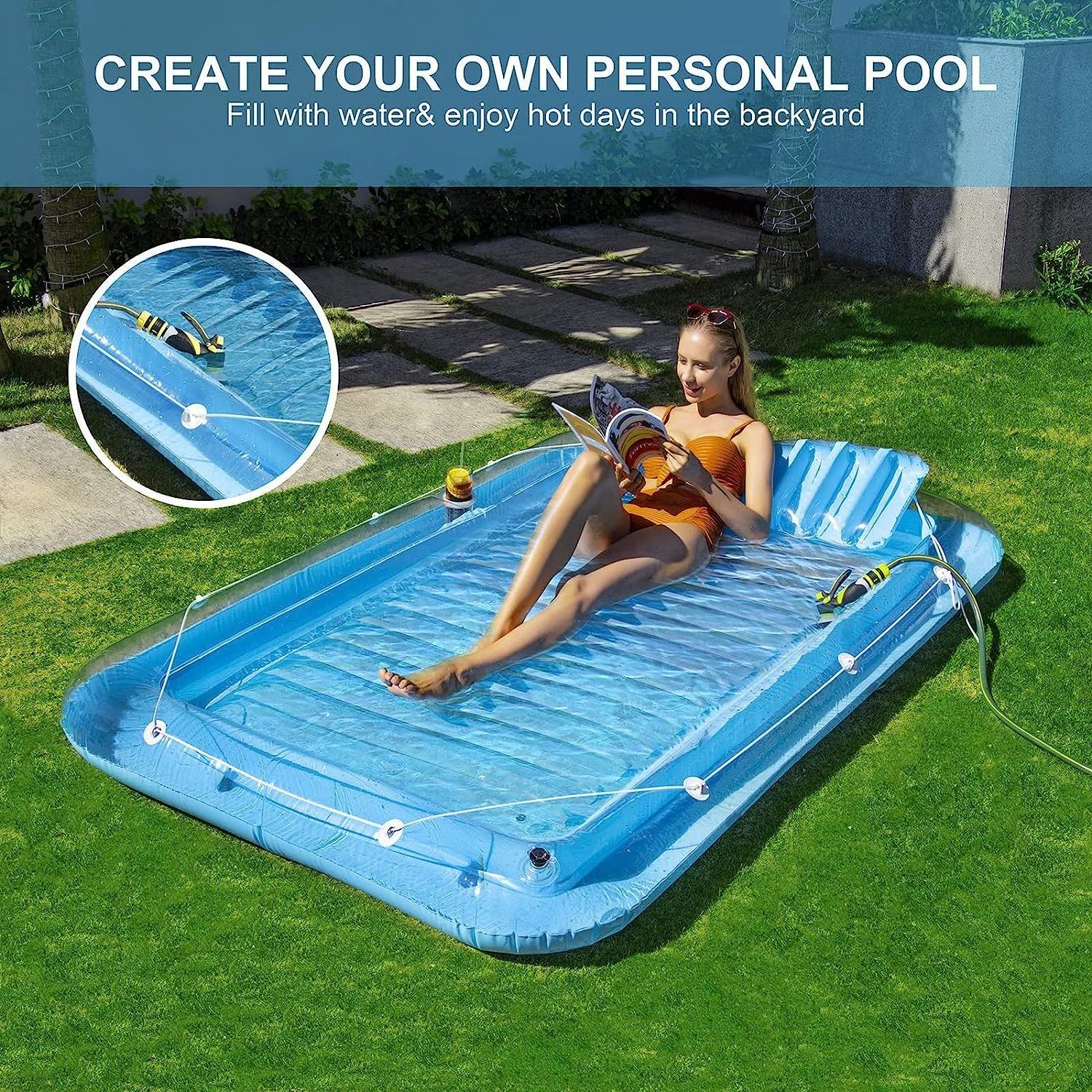 Inflatable Pool Floats  Lounger Raft Floats for Adults Blow Up Tanning Pool with Removable Pillow Pool Toys