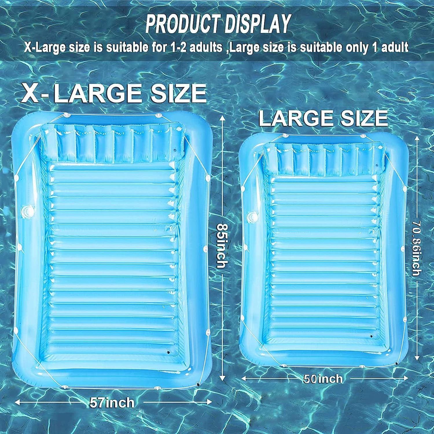 Inflatable Pool Floats  Lounger Raft Floats for Adults Blow Up Tanning Pool with Removable Pillow Pool Toys