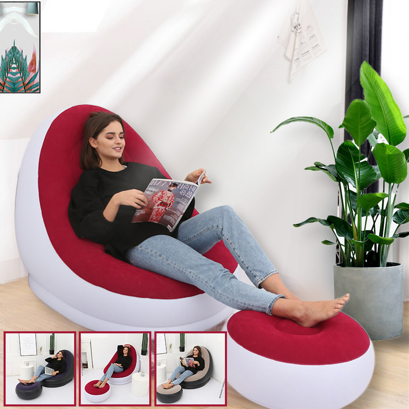 Indoor Inflatable  Sofa Bed Thickened Foldable Sofa Chair Camping Beach Seat for Rest Relax