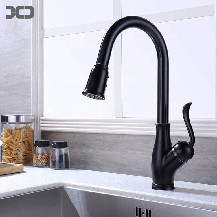 American Style Antique Oil Rubbed Bronze Kitchen Sink Faucet Black Pull Down Farmhouse Faucet