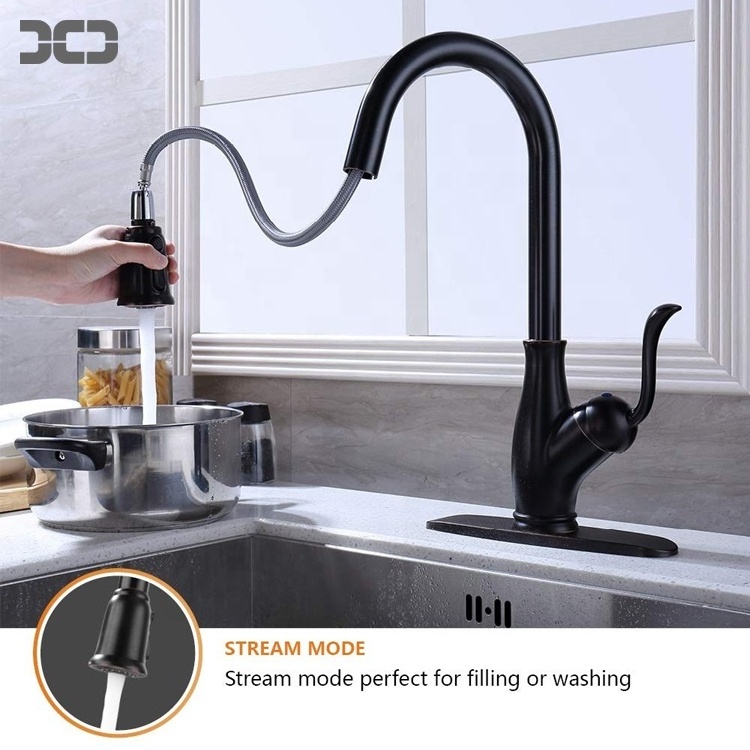 American Style Antique Oil Rubbed Bronze Kitchen Sink Faucet Black Pull Down Farmhouse Faucet