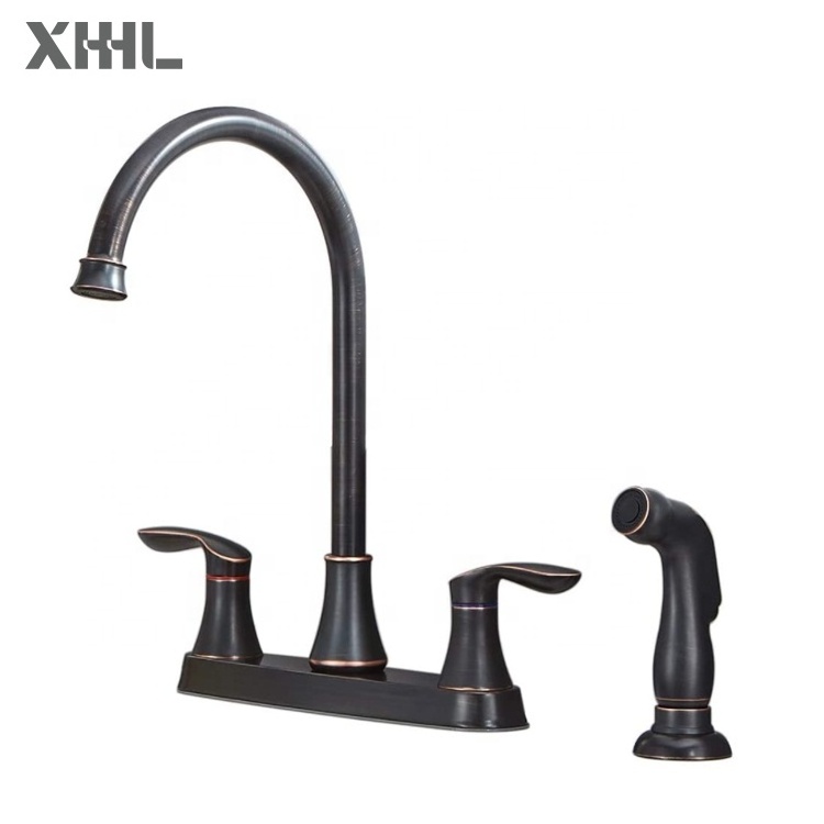 High Arc Swivel Matte Black Kitchen Faucet 3 Hole 4 Hole Kitchen Faucet with Side Sprayer