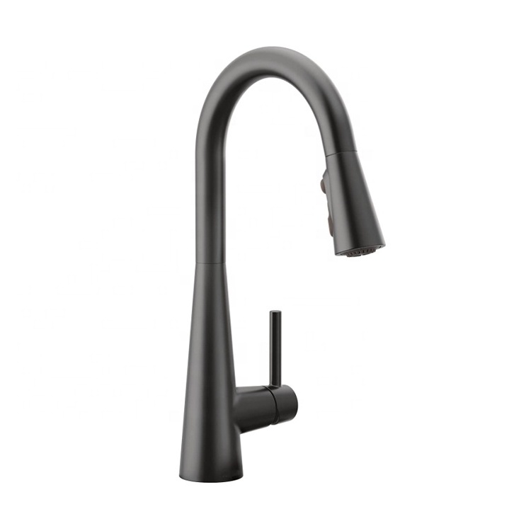 Matte Black One Handle High Arc Pulldown Kitchen Faucet