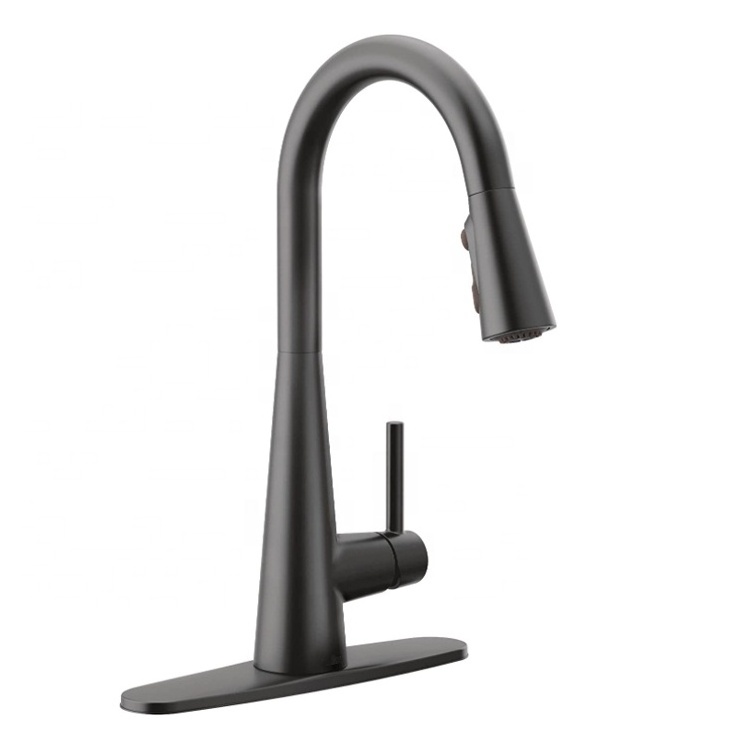 Matte Black One Handle High Arc Pulldown Kitchen Faucet