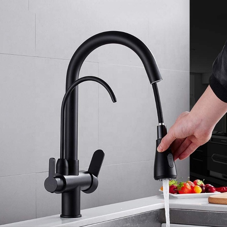 Matte Black 3 in 1 Way Kitchen Faucet Kitchen Faucet with Water Filter Faucet