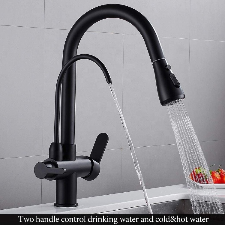 Matte Black 3 in 1 Way Kitchen Faucet Kitchen Faucet with Water Filter Faucet