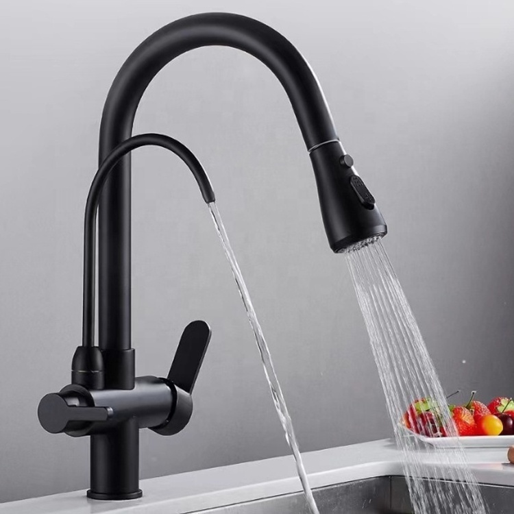 Matte Black 3 in 1 Way Kitchen Faucet Kitchen Faucet with Water Filter Faucet