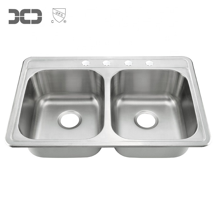 Factory price durable Topmount 50/50 Double Bowl 16 gauge Stainless Steel Kitchen Sink