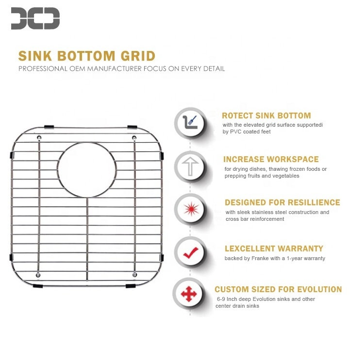 Customization Multifunctional Rectangular Bathroom Kitchen Sink Grid 304 Stainless Steel Bottom Grid