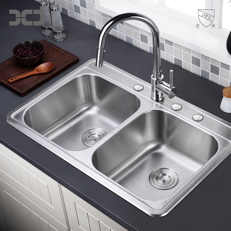 Factory price durable Topmount 50/50 Double Bowl 16 gauge Stainless Steel Kitchen Sink