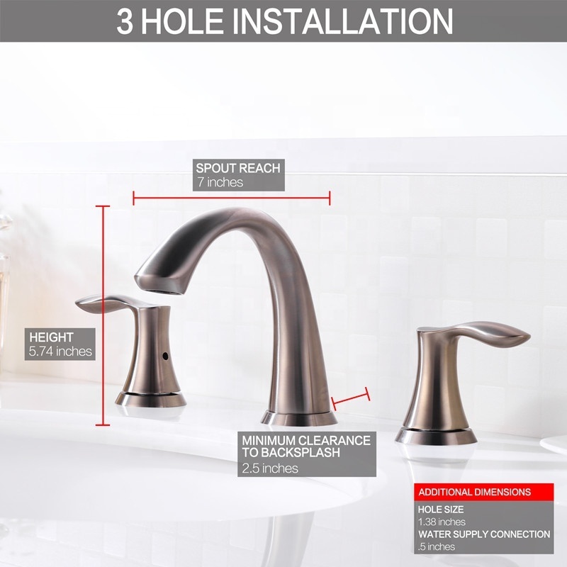 cUPC Brass Bathroom Tap Three Hole Basin Faucet for bathroom