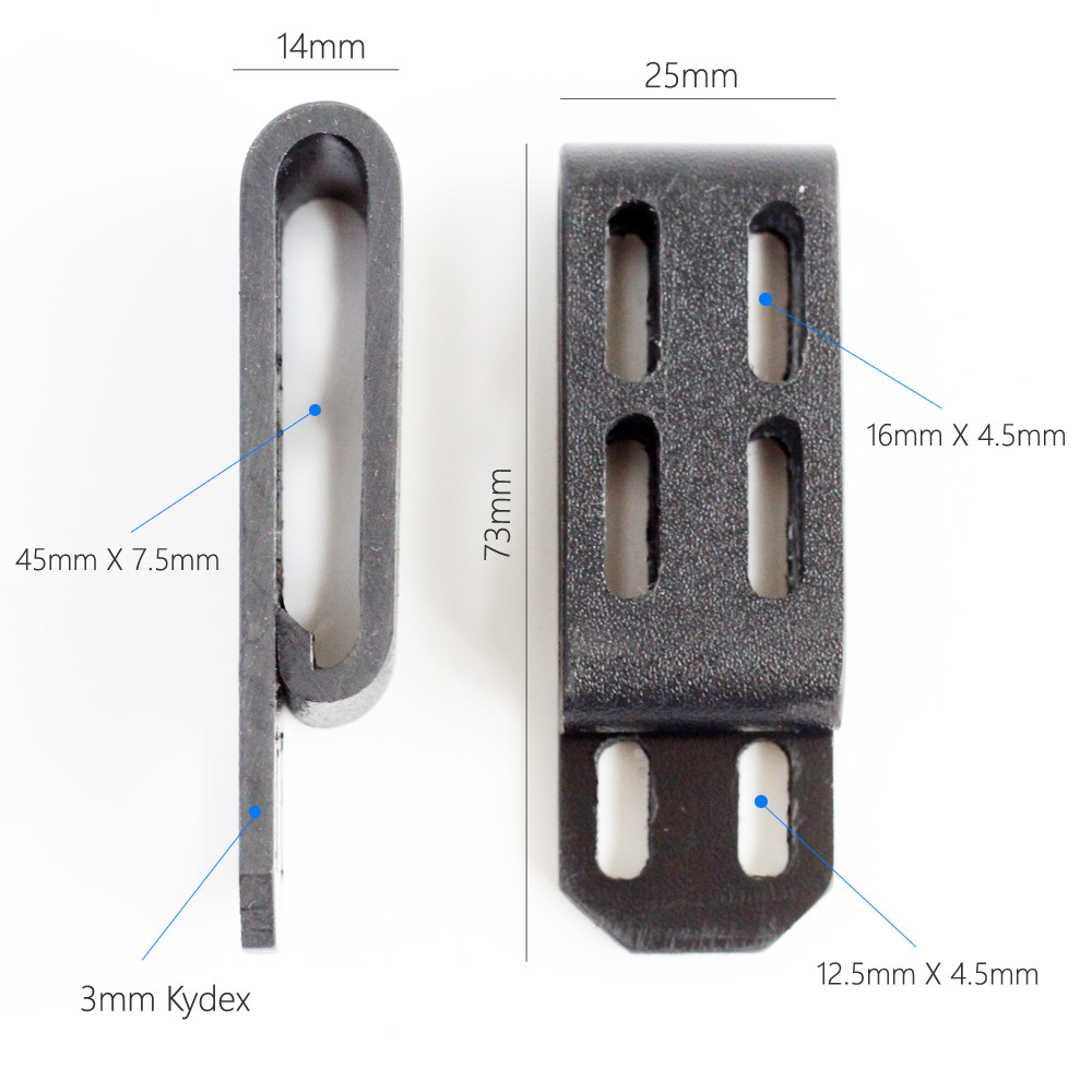 Secure-Ex C-Clip Made of 3.0MM Kydex Sheet Belt Loops Large Belt Clip For DIY Knife Sheath Gun Holster with Screws