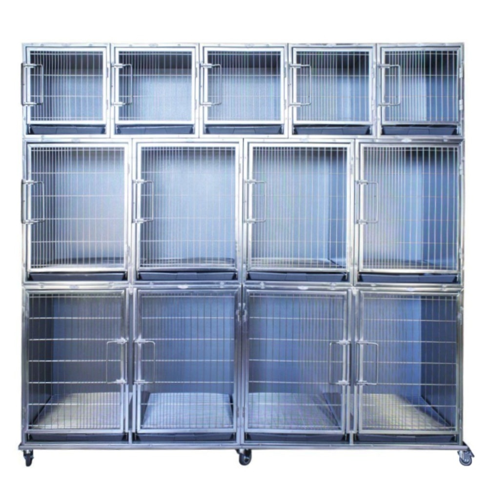 Vet Hospital Clinic Stainless Steel Pet Showing Cages for dog cat Animal