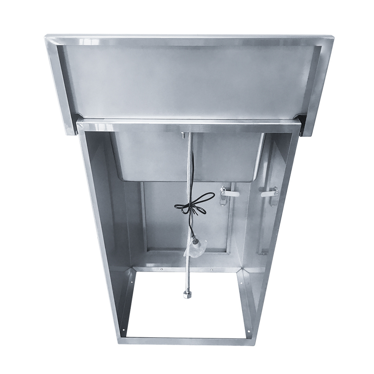 Stainless steel self contained pedestal hand wash sinks with pedal pump  step activated hand washing sink