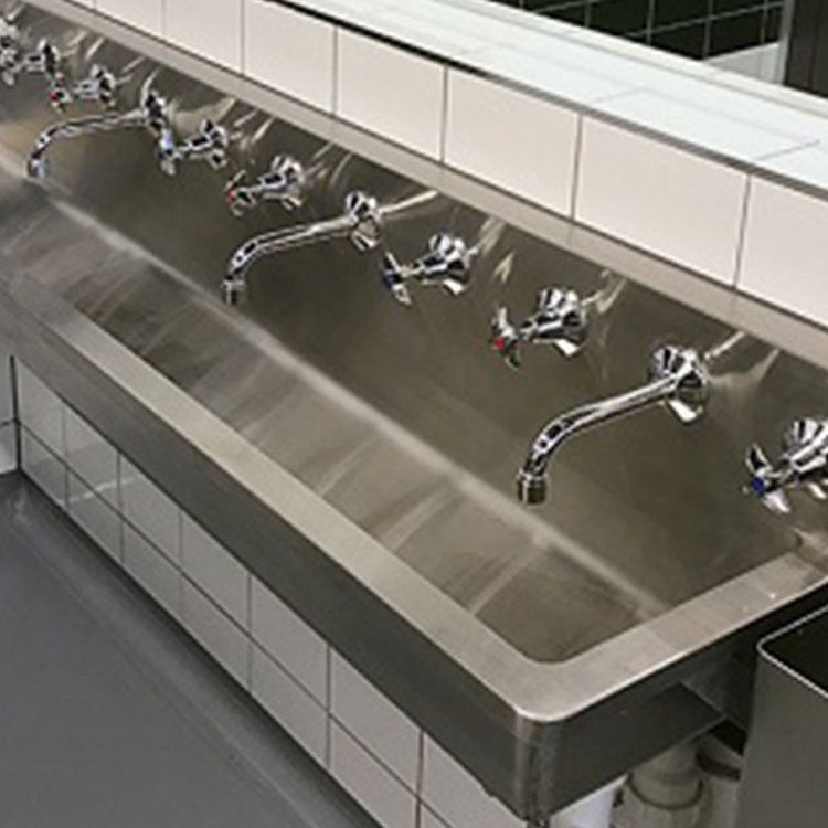 stainless steel long hand wash sink for school wall hung trough sink