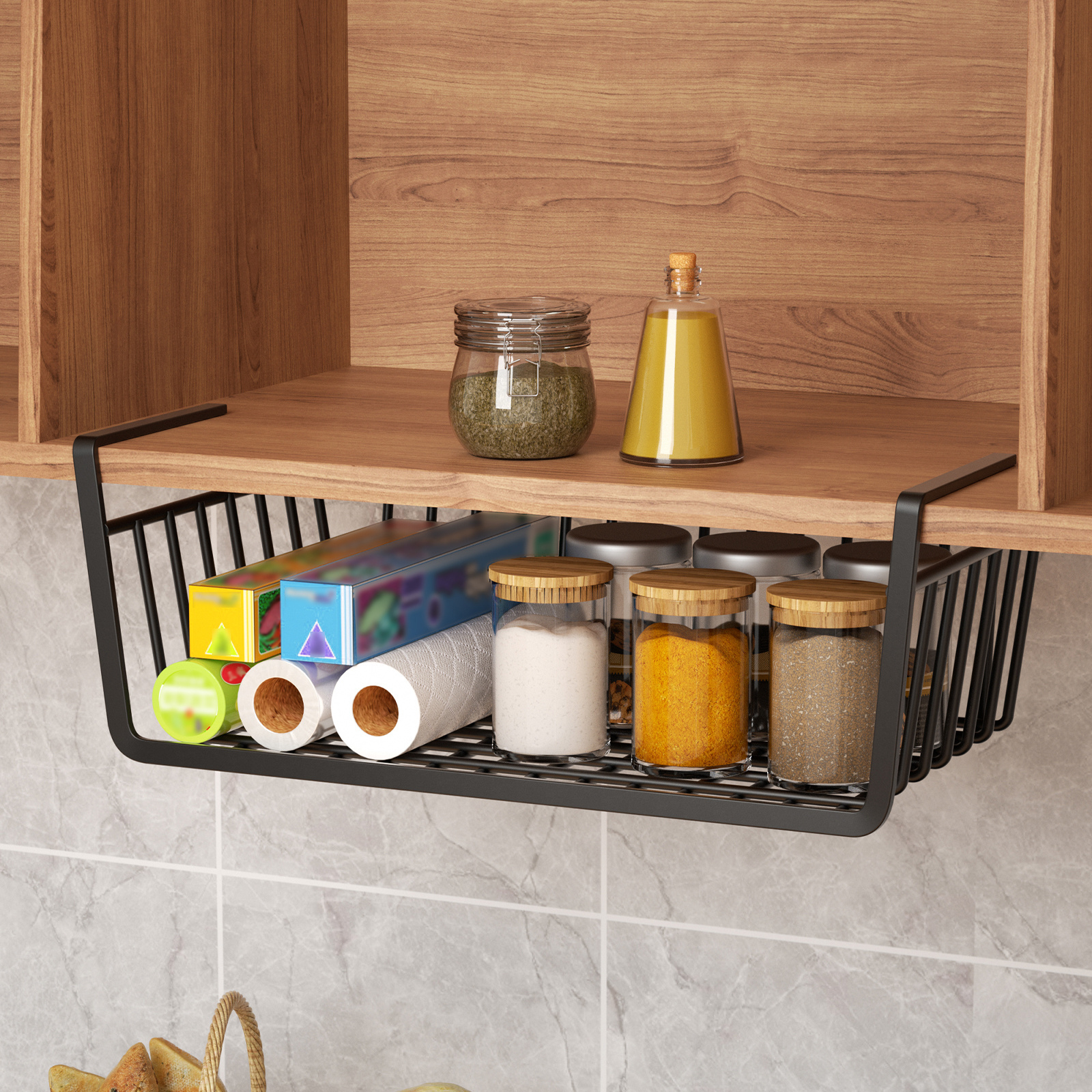 Wholesale Metal Wire Hanging Storage Baskets Slides Under Cabinet Shelves Under Shelf Basket