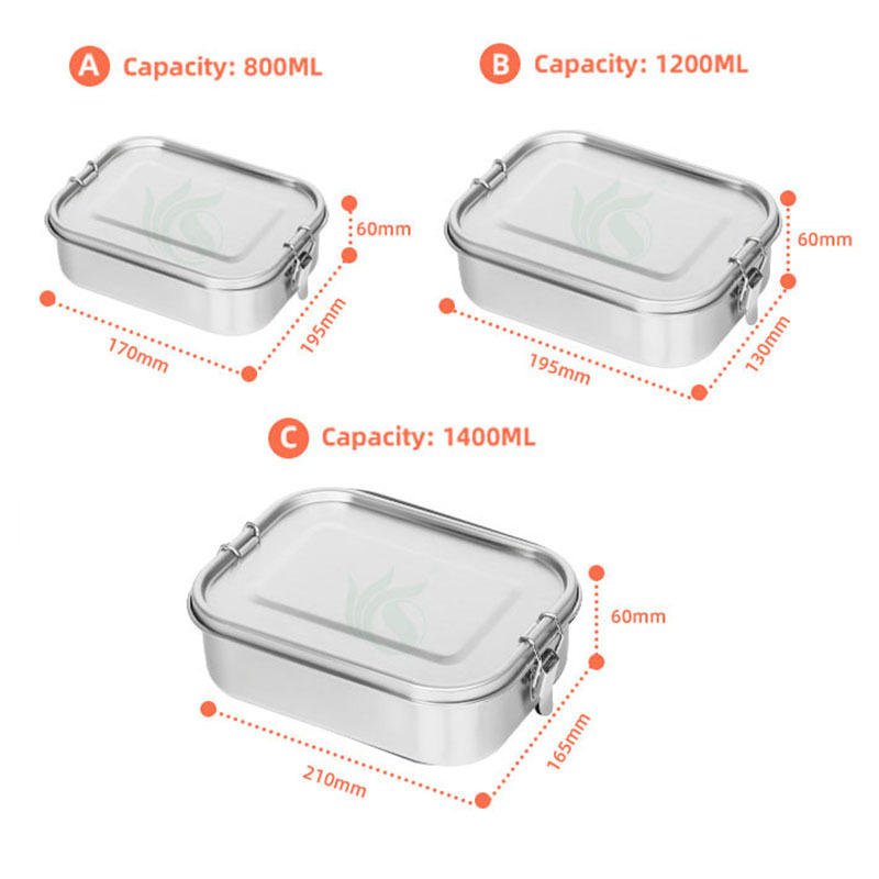 Stainless Steel Lunch Box Large Metal Bento Container with 3 Divided Food Compartments Bento Lunchbox Kid For Adults