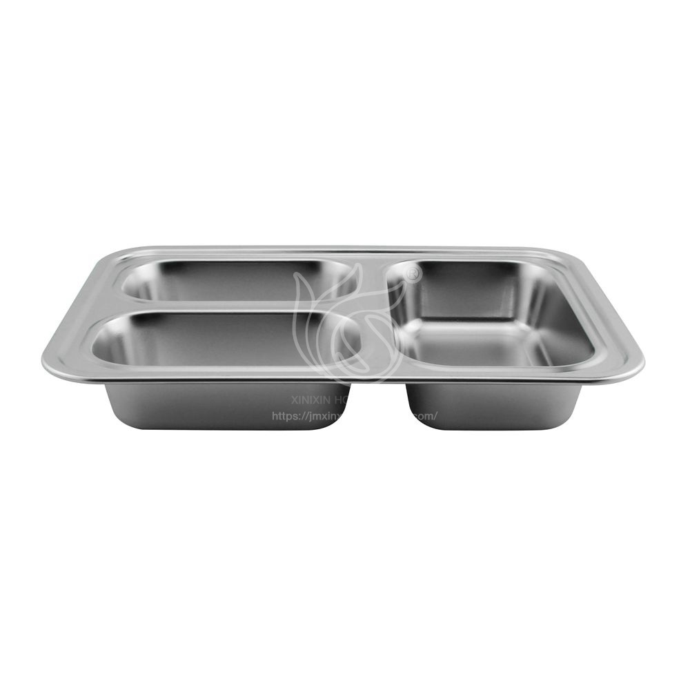 New Design Stainless Steel Mess Tray Stainless Steel Compartment Dinner Plate Food Tray For Home Eating