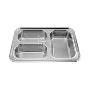 New Design Stainless Steel Mess Tray Stainless Steel Compartment Dinner Plate Food Tray For Home Eating