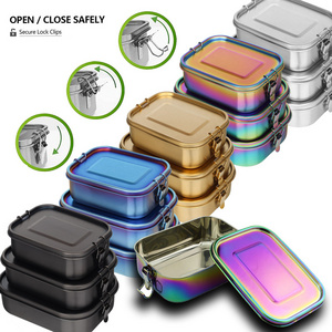 Stainless Steel Lunch Box Metal Bento Container With 3 Divided Food Compartments Bento Lunchbox For Children Kids School