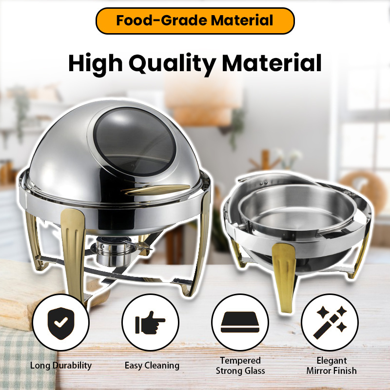 Hot Items Round Roll Top Chafing Dish Food Warmer Set For Hotel Kitchen Restaurant Wedding Dood Warmer