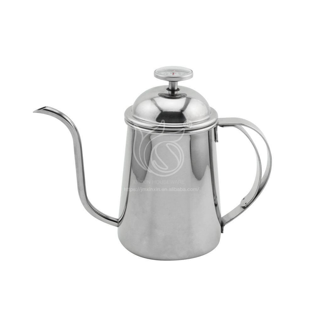 Best 304 Stainless Steel 650ml Gooseneck Spout long spout coffee pot Drip Coffee Kettle with Thermometer