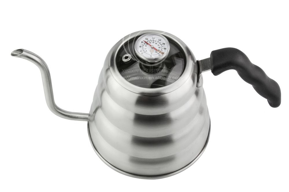 Hot Sale Best 304 Stainless Steel Thermometer Glass Lid Pour Over Tea Pot Gooseneck Coffee Drip Kettle For Homemade