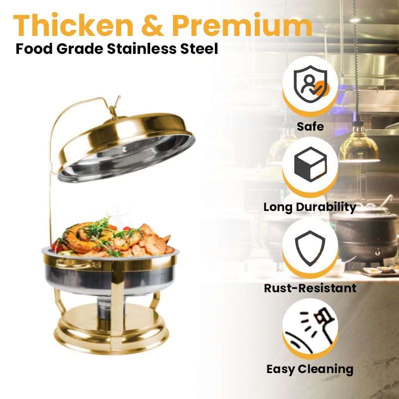 Hot Sell Stainless Steel 8.5L Unique Gold Chafing Dish For Hotel Kitchen Restaurant