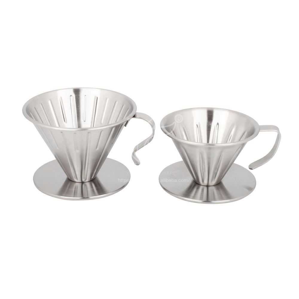 Coffee Homemade Pour Over Coffee Dripper Stainless Steel Slow Drip Coffee Filter Metal Cone Reusable Single Cup Maker