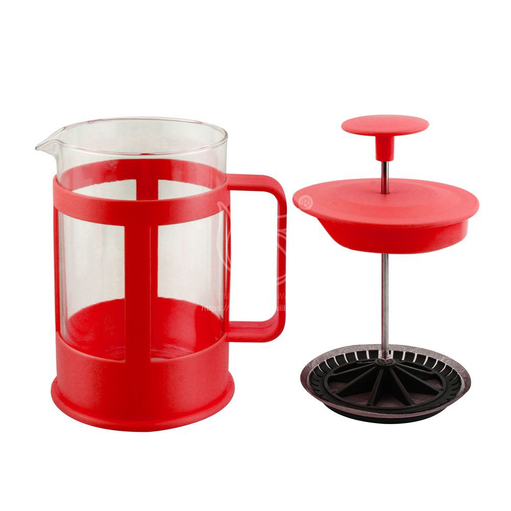 Hot Sale Coffee Press And Tea Maker Single Cup Red Plastic Glass Bottle Pot French Press Coffee Maker Make Gourmet Coffee