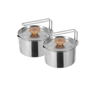 Stainless Steel Outdoor Multi-function Boiling Water Kettle Traveling Portable Pot Detachable Handle Teapot Coffee Pot For Camp