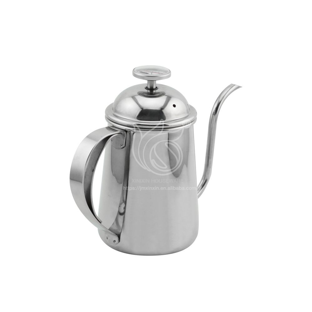 Best 304 Stainless Steel 650ml Gooseneck Spout long spout coffee pot Drip Coffee Kettle with Thermometer