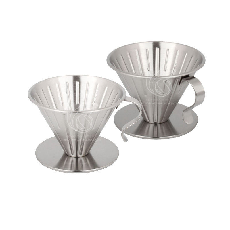 Coffee Homemade Pour Over Coffee Dripper Stainless Steel Slow Drip Coffee Filter Metal Cone Reusable Single Cup Maker