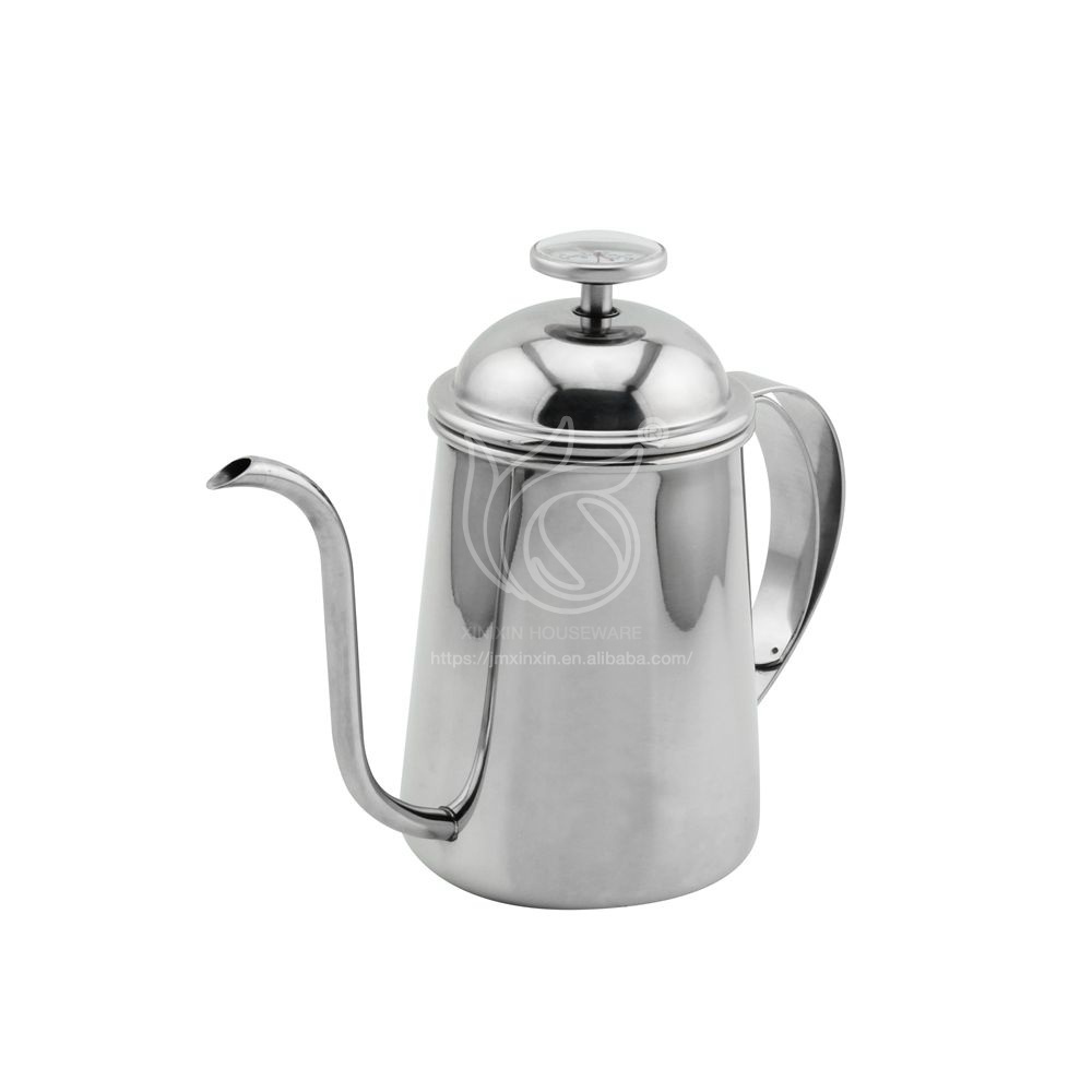 Best 304 Stainless Steel 650ml Gooseneck Spout long spout coffee pot Drip Coffee Kettle with Thermometer