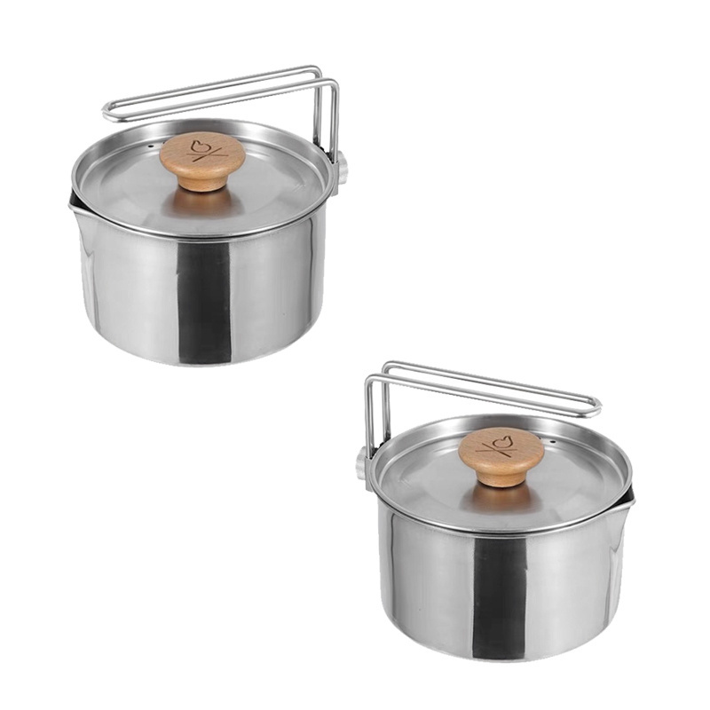 Hot Sale Outdoor Multi-function Stainless Steel Kettle Detachable Handle Teapot Coffee Pot Portable Camping Pot