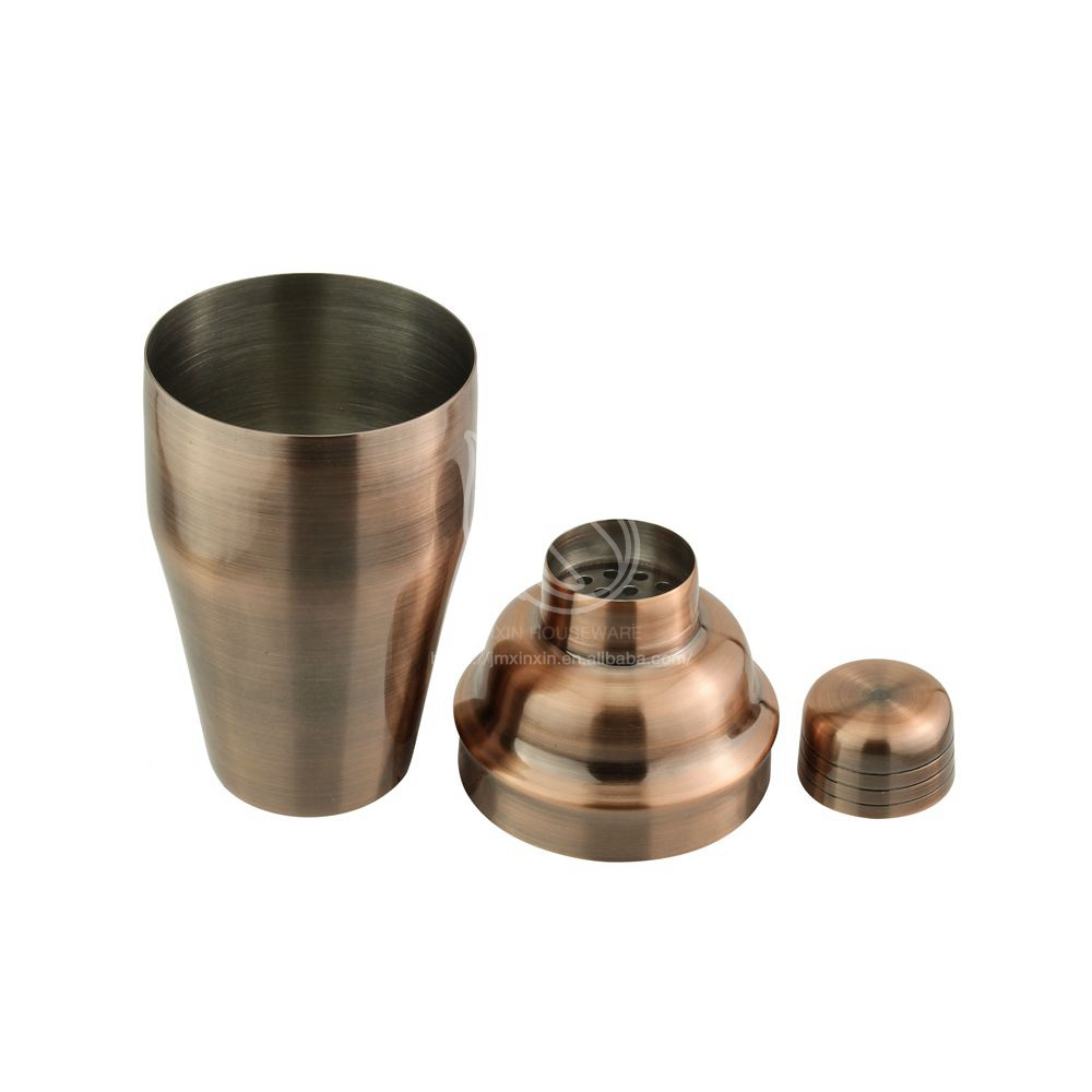 New Design Copper Cocktail Shaker Food Grade Large Capacity Copper Cocktail Shaker 304 Stainless Steel Martini Shaker Set