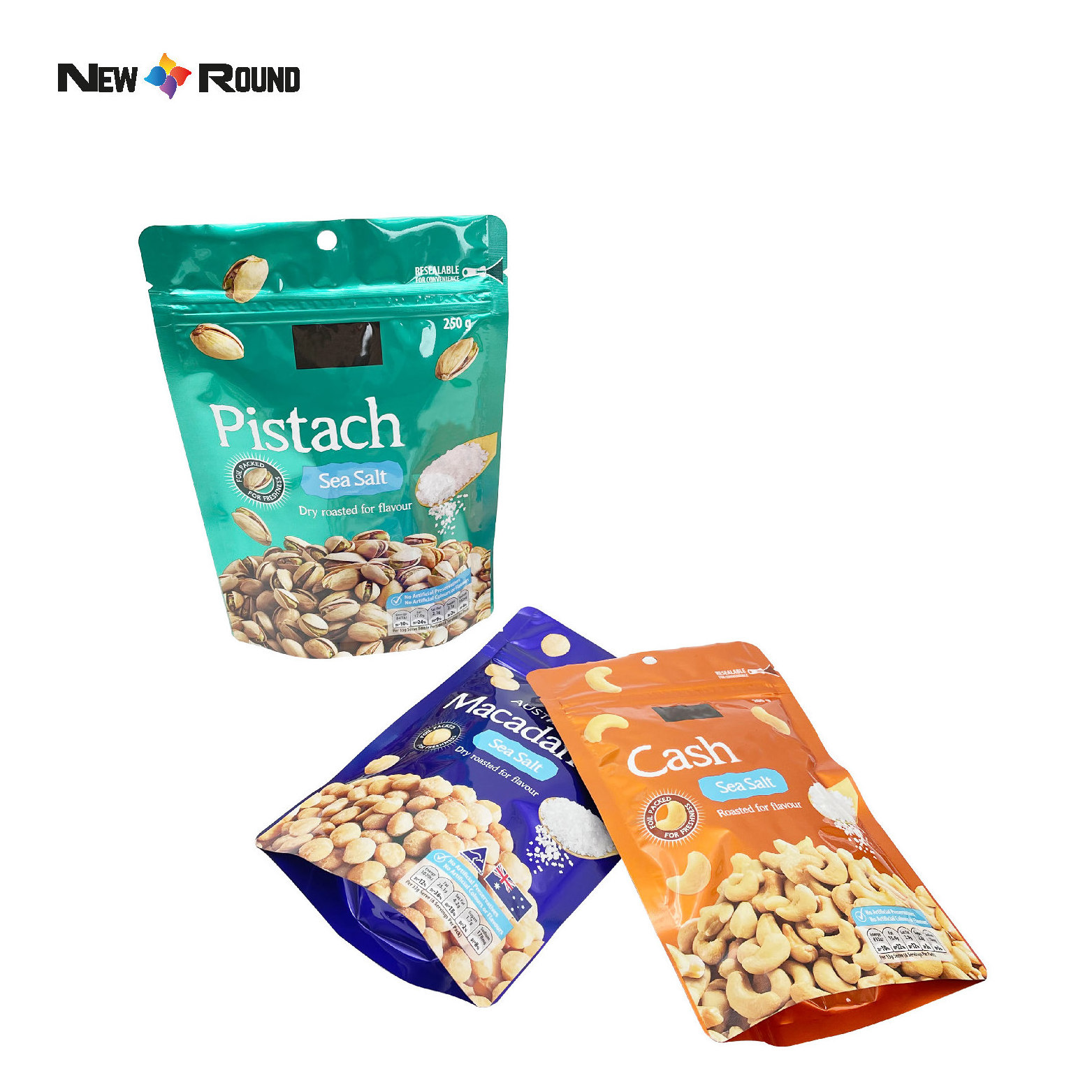 Custom Plastic Nut Packaging Zip Lock Stand Up Foil Plastic Bag for Food/Peanut/Pistachio Nut/Fruit Chips packaging bag