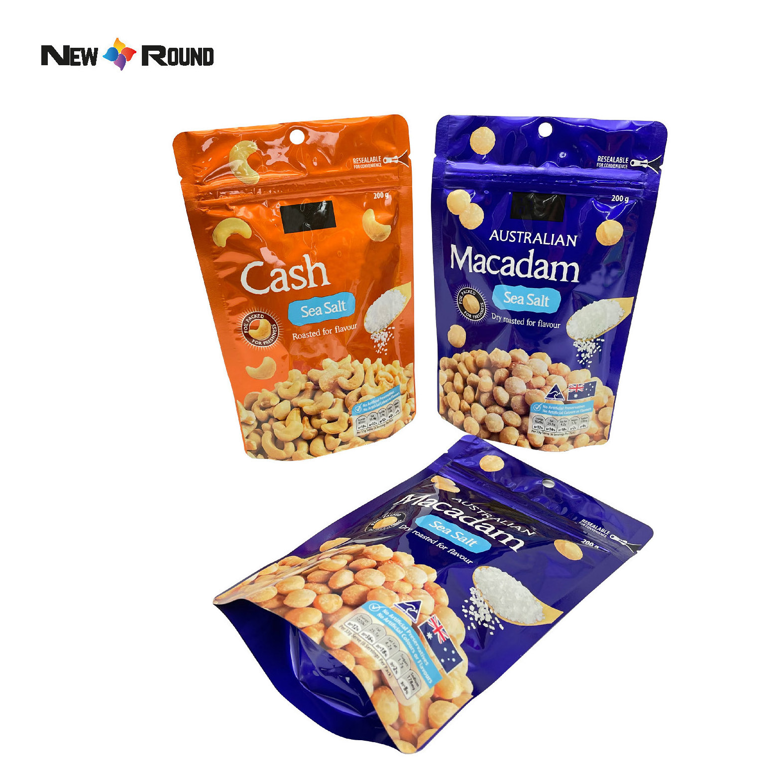 Custom Plastic Nut Packaging Zip Lock Stand Up Foil Plastic Bag for Food/Peanut/Pistachio Nut/Fruit Chips packaging bag