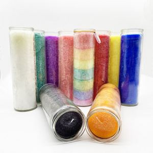 Wholesale Hand Made Cheap Price 7 Days Rainbow Color Religious Candle Scented Chakra Candles Church Votive Candles