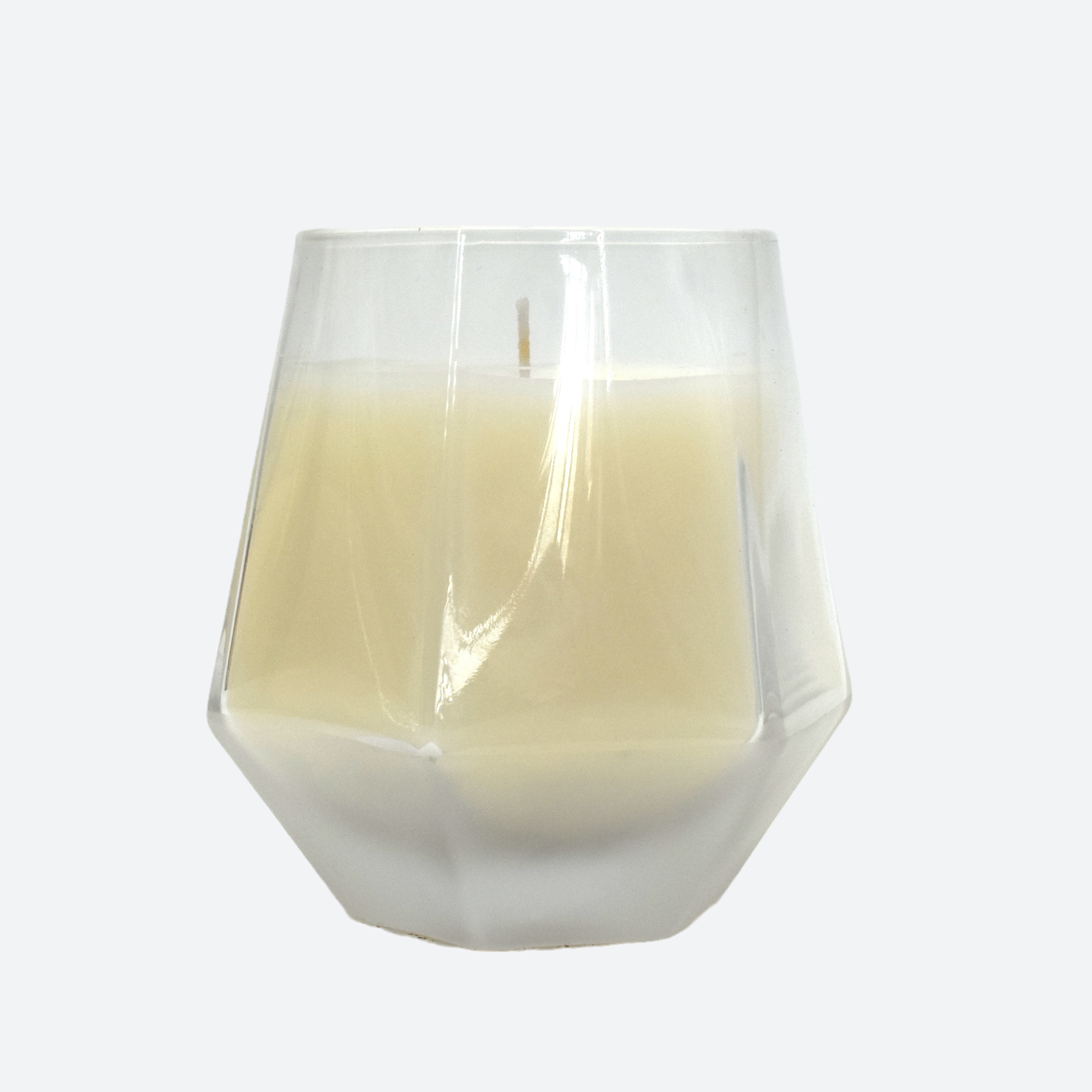 Flameless Unique Diamond Shape  Amber  Glass Scented Candles for Hotel and Everyday