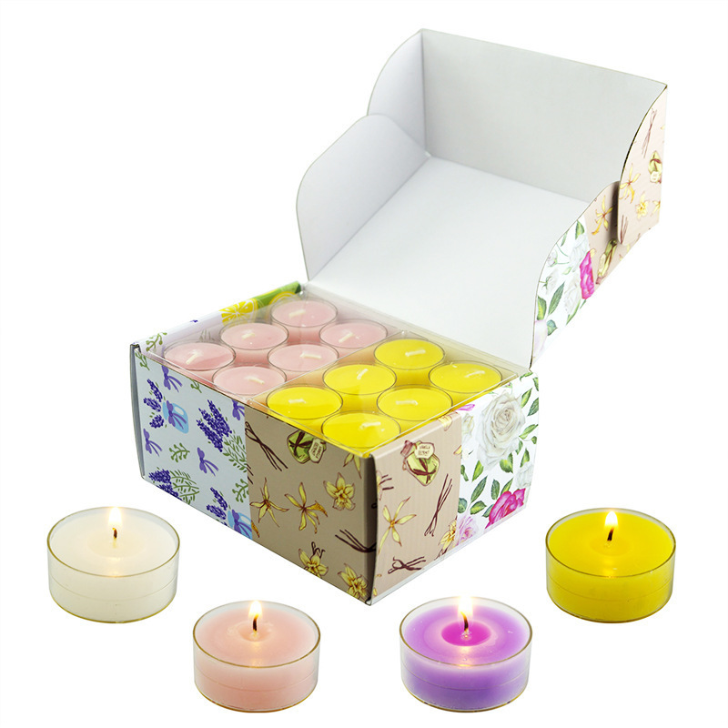 Pack of 48 Wholesale Handmade Daily Use PVC Shell Soy Wax Colorful Tealight Candle 4 hours Unscented Tealight Candle Gift Set