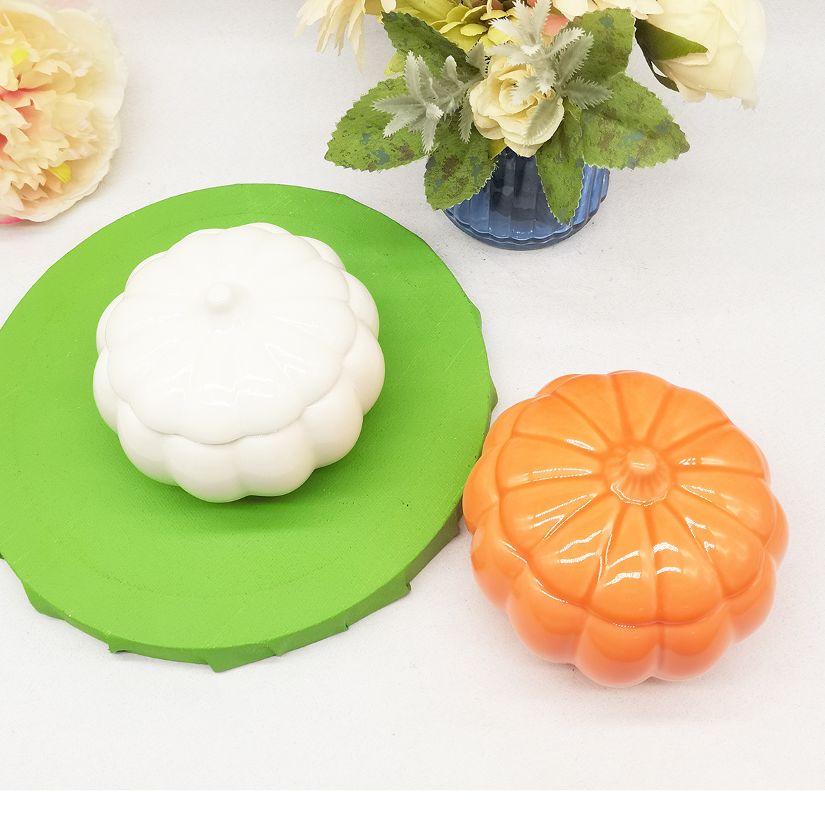 Custom Ceramics Pumpkin Shaped Jar Natural Soy Wax Candle For Home Decoration Thanksgiving Christmas Halloween