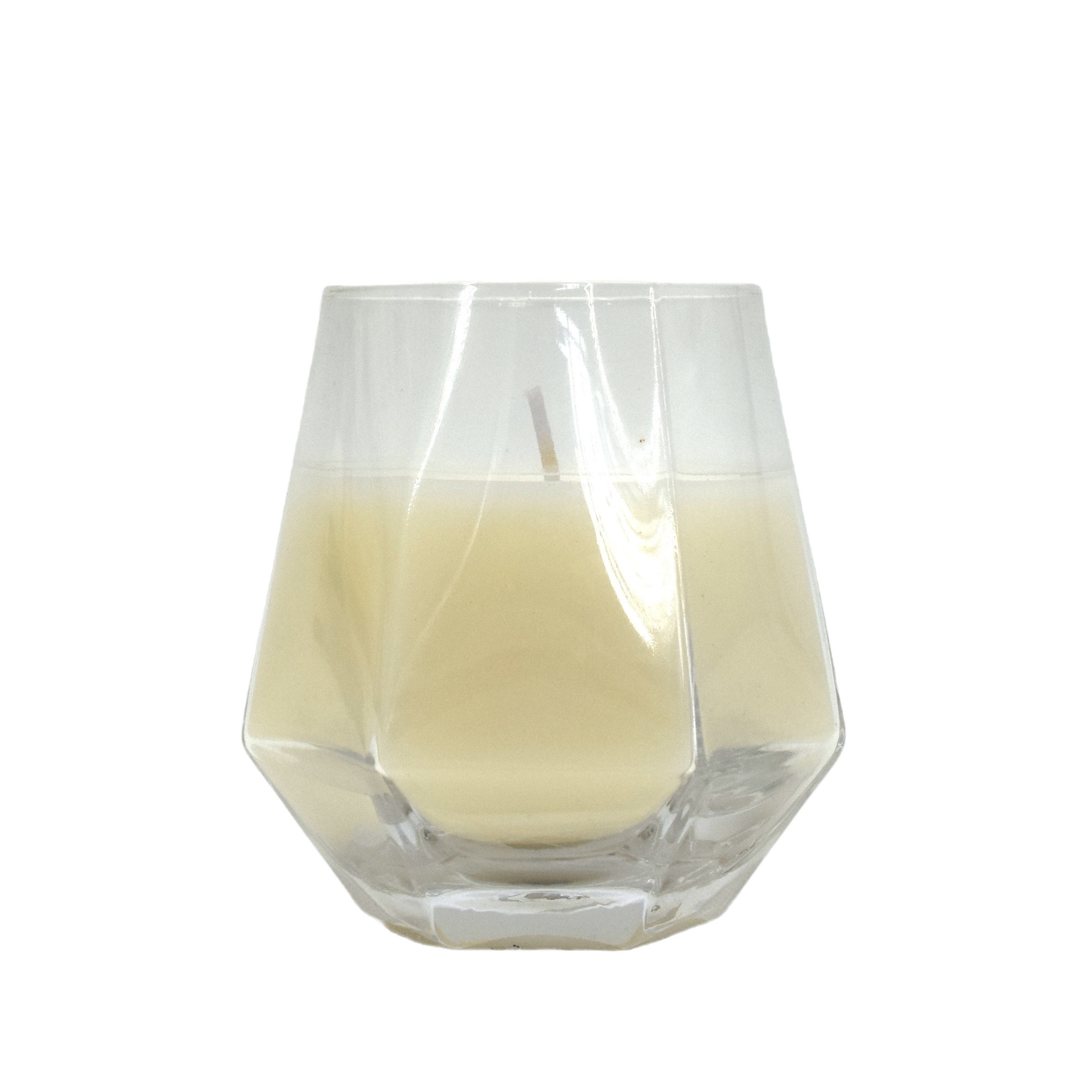 Flameless Unique Diamond Shape  Amber  Glass Scented Candles for Hotel and Everyday