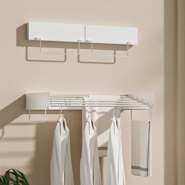 Modern Wall Mounted Iron Clothes Drying Rack Foldable Clothes Airer Coat Rail Space Saving Dryer Rack