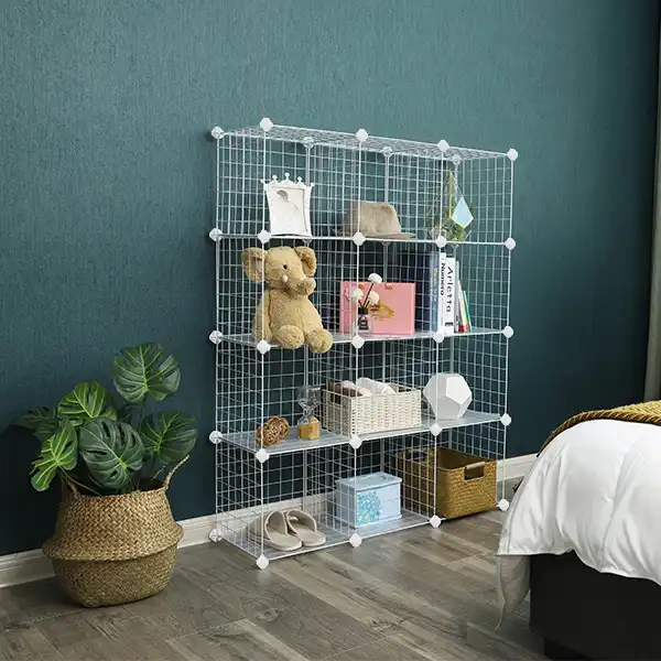 OEM & ODM 12 Cubes Closet Cabinet Metal Storage Wire Shelf Simple Stacking Racks