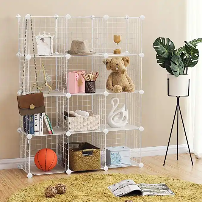 OEM & ODM 12 Cubes Closet Cabinet Metal Storage Wire Shelf Simple Stacking Racks